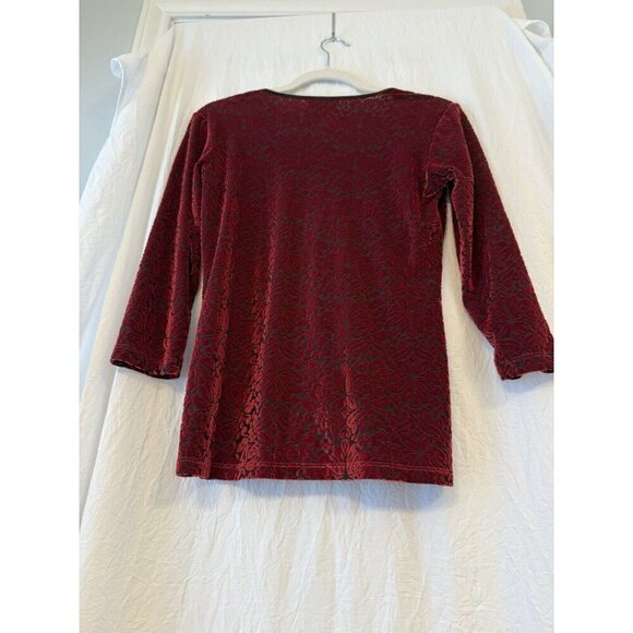 Vintage Red Black Velvet Burnout Top S Whimsigoth Fairy Holiday Y2K Christmas - Picture 4 of 15